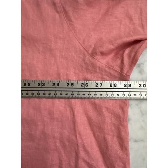 Finity Women Top Blouse Size 3X 100% Linen Peach Collared Long Sleeve Buttons - Picture 6 of 8